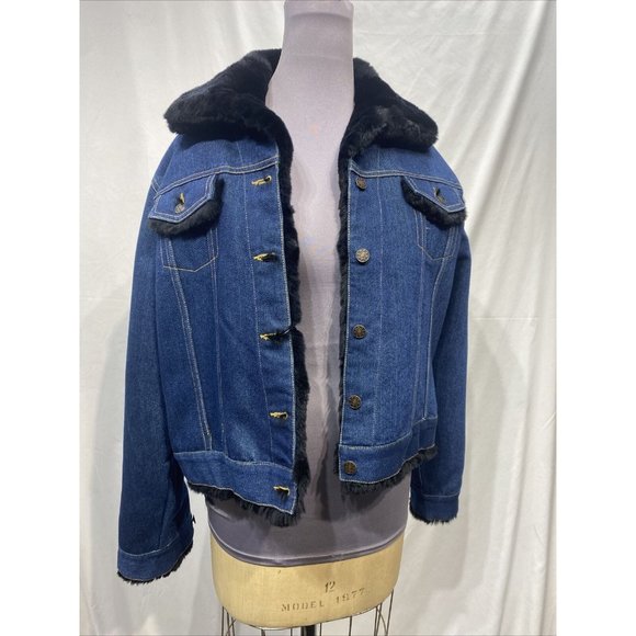 denim jacket reversible black rex rabbit (9488)